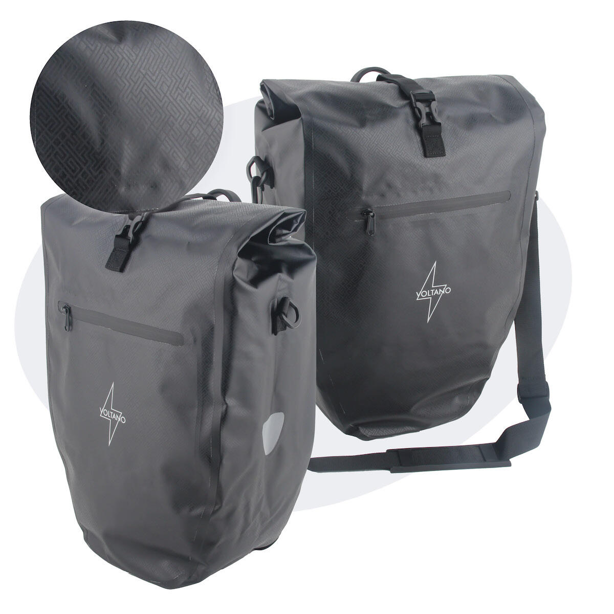 VOLTANO Voltano Luxe Fietstas 28L - Greek Zwart - Enkele Pakaftas - 100% Waterdicht