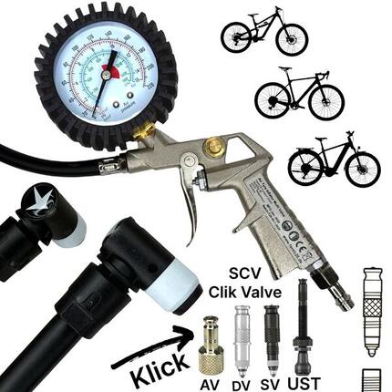 F26 Druckluft Kompressor Pistole + Schwalbe Clik Valve Tech Pumpenkopf SCV
