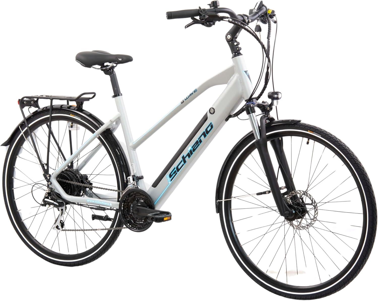 Bicicleta de trekking e-wave 28, pedaleira, alumínio, amortecedor