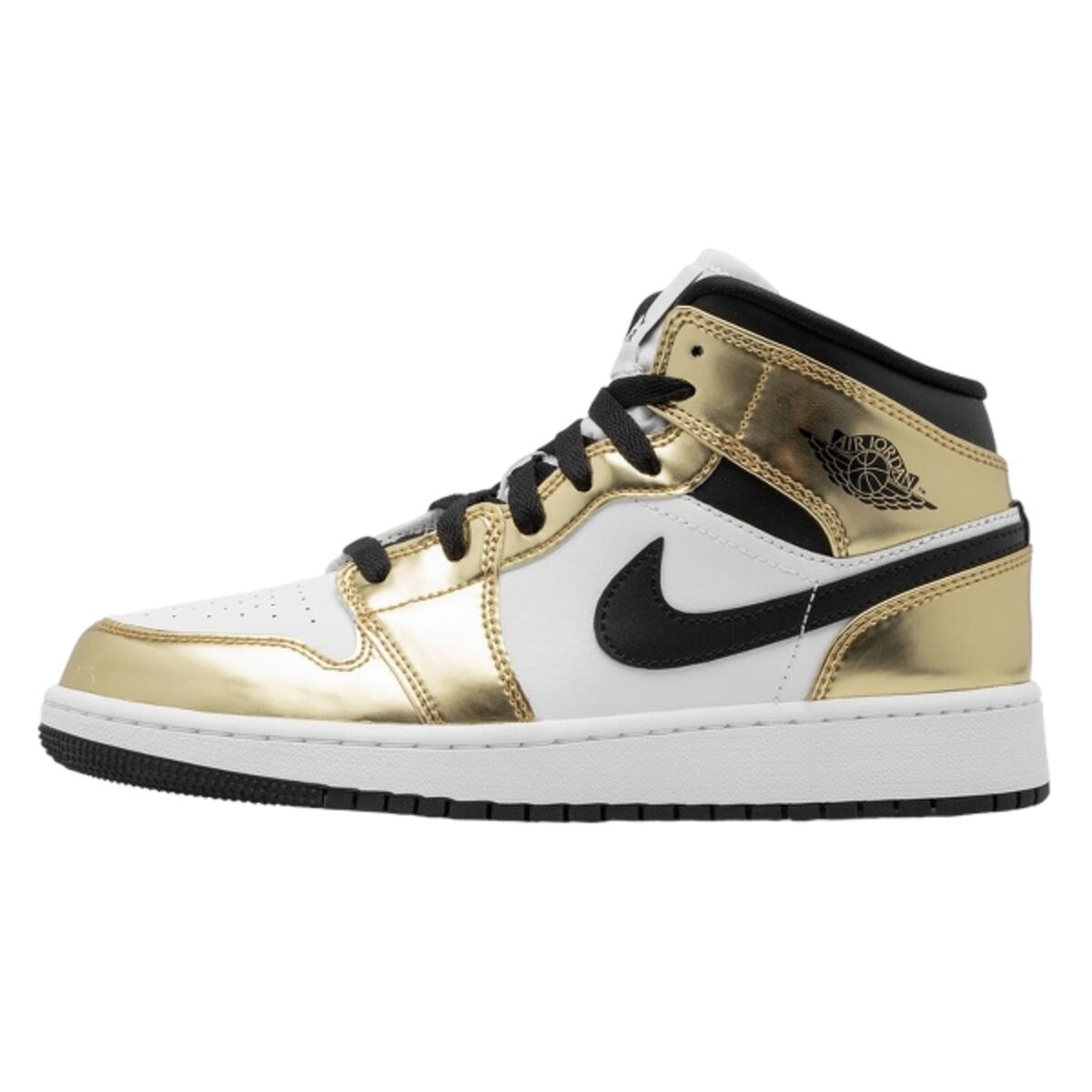 JORDAN Scarpe  1 Mid Metallic Gold Black White