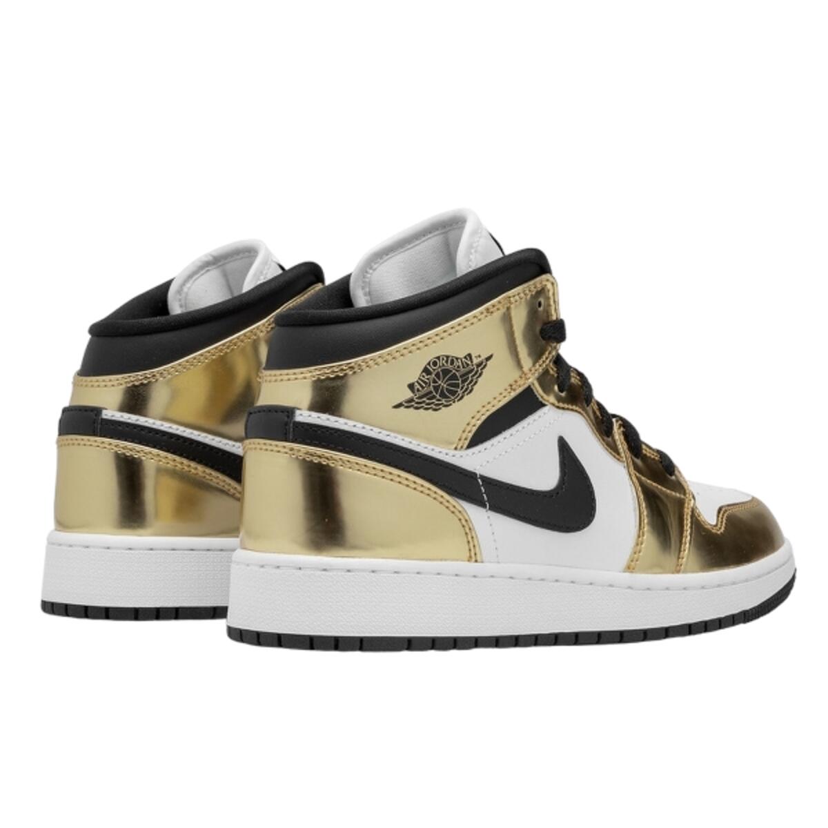 Chaussures  1 Mid Metallic Gold Black White 3/4