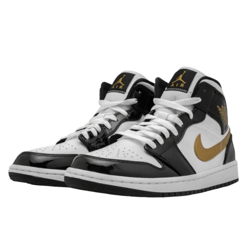 1 Mid Patent Black White Gold