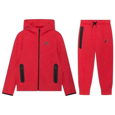 Full zip hoodie joggers set sportswear tech fleece light university red heather