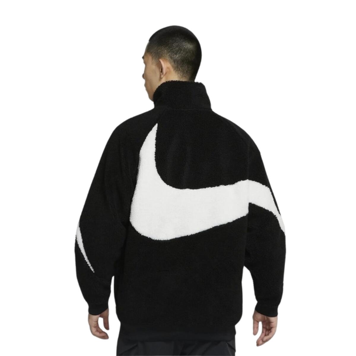 Big Swoosh Reversible Boa Jacket Black White 4/5