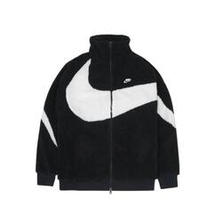 Big Swoosh Reversible Boa Jacket Black White