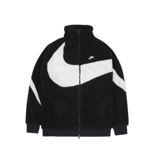 Big Swoosh Reversible Boa Jacket Black White