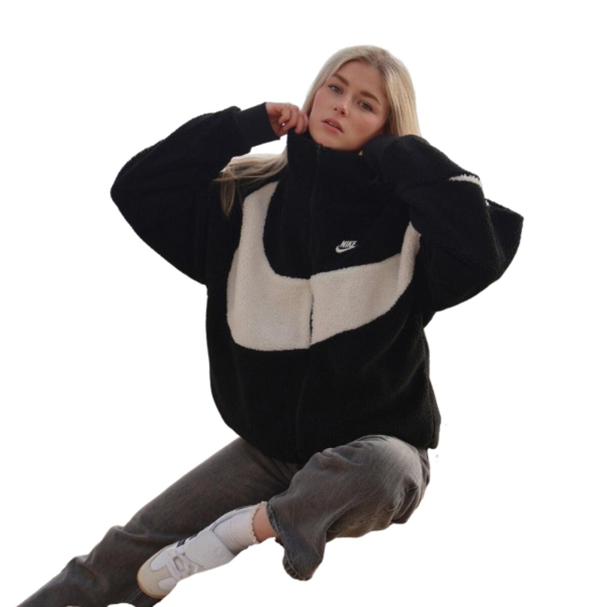 Big Swoosh Reversible Boa Jacket Black White 5/5