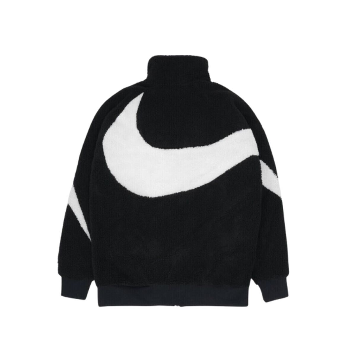 Big Swoosh Reversible Boa Jacket Black White 2/5