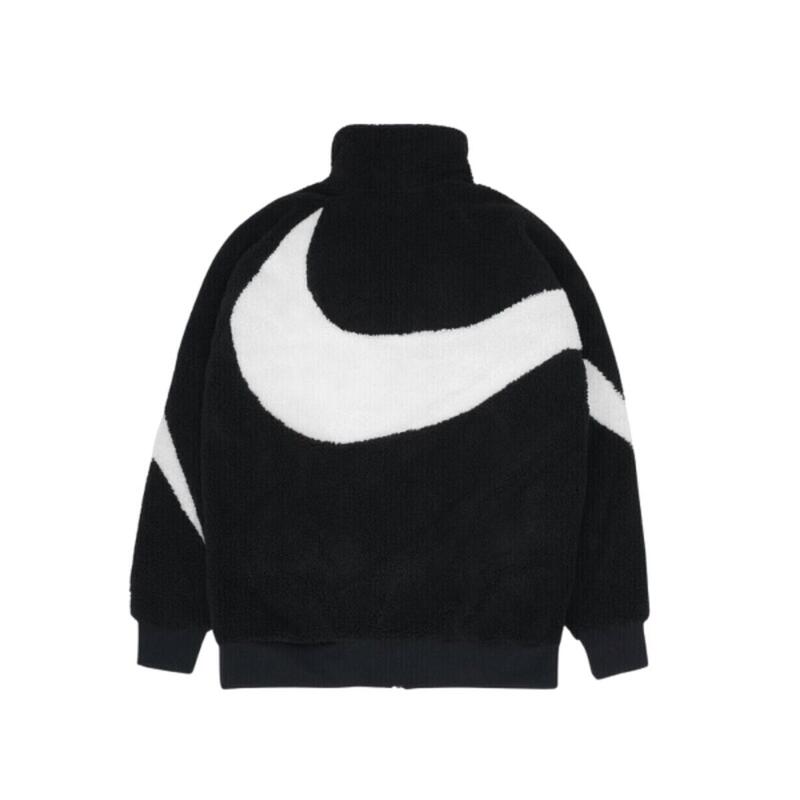 Big Swoosh Reversible Boa Jacket Black White
