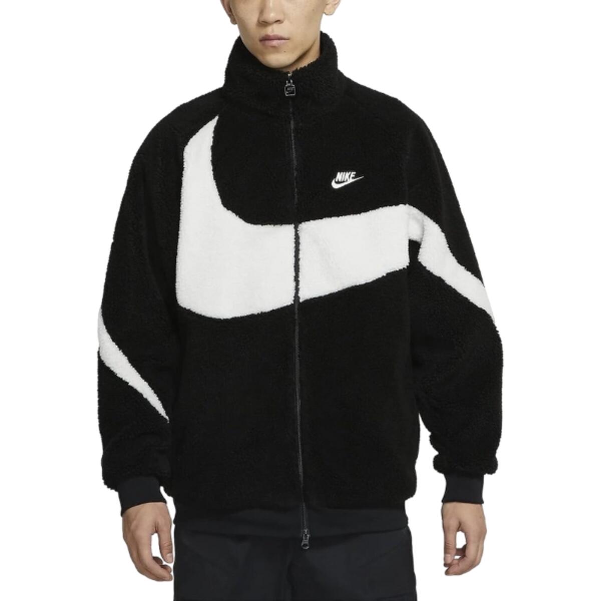 Big Swoosh Reversible Boa Jacket Black White 3/5