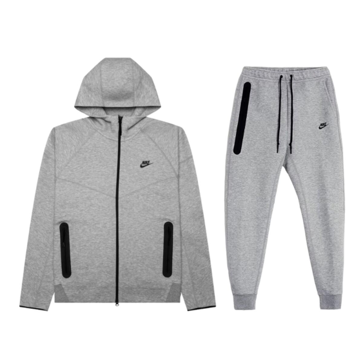 NIKE Full Zip Hoodie Joggers Set  Sportswear Tech Fleece Dark Heather Grey Black