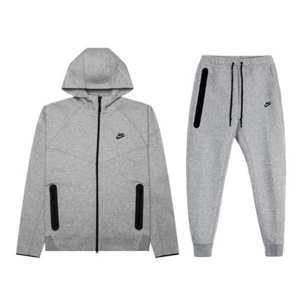 Full Zip Hoodie Joggers Set Sportswear Tech Fleece Dark Heather Grey Black