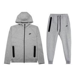 Full Zip Hoodie Joggers Set Sportswear Tech Fleece Dark Heather Grey Black