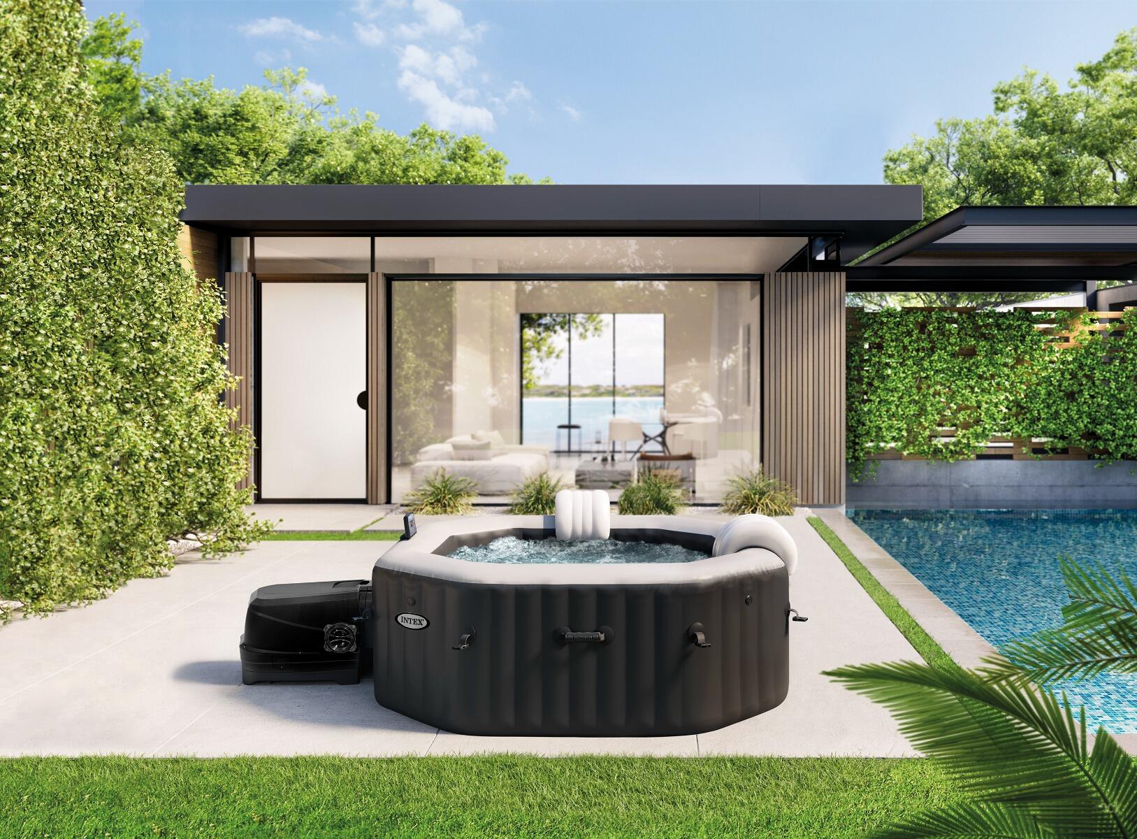 Intex PREMIUM PureSpa Jet & Bulles Deluxe Carbone Wifi + Aquatural Set d'Entreti 2/5