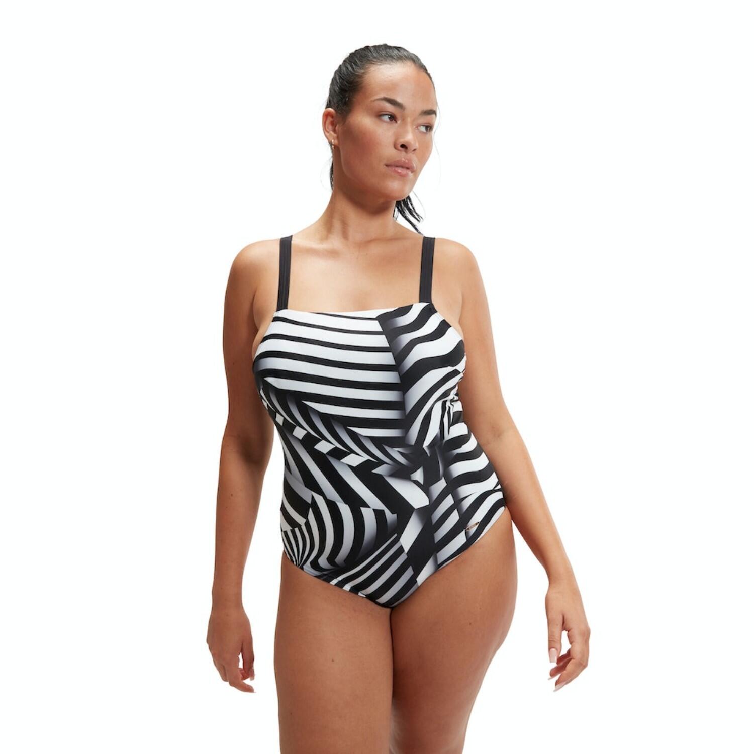 Speedo Formender bedruckter asymmetrischer Badeanzug für Damen 3/6