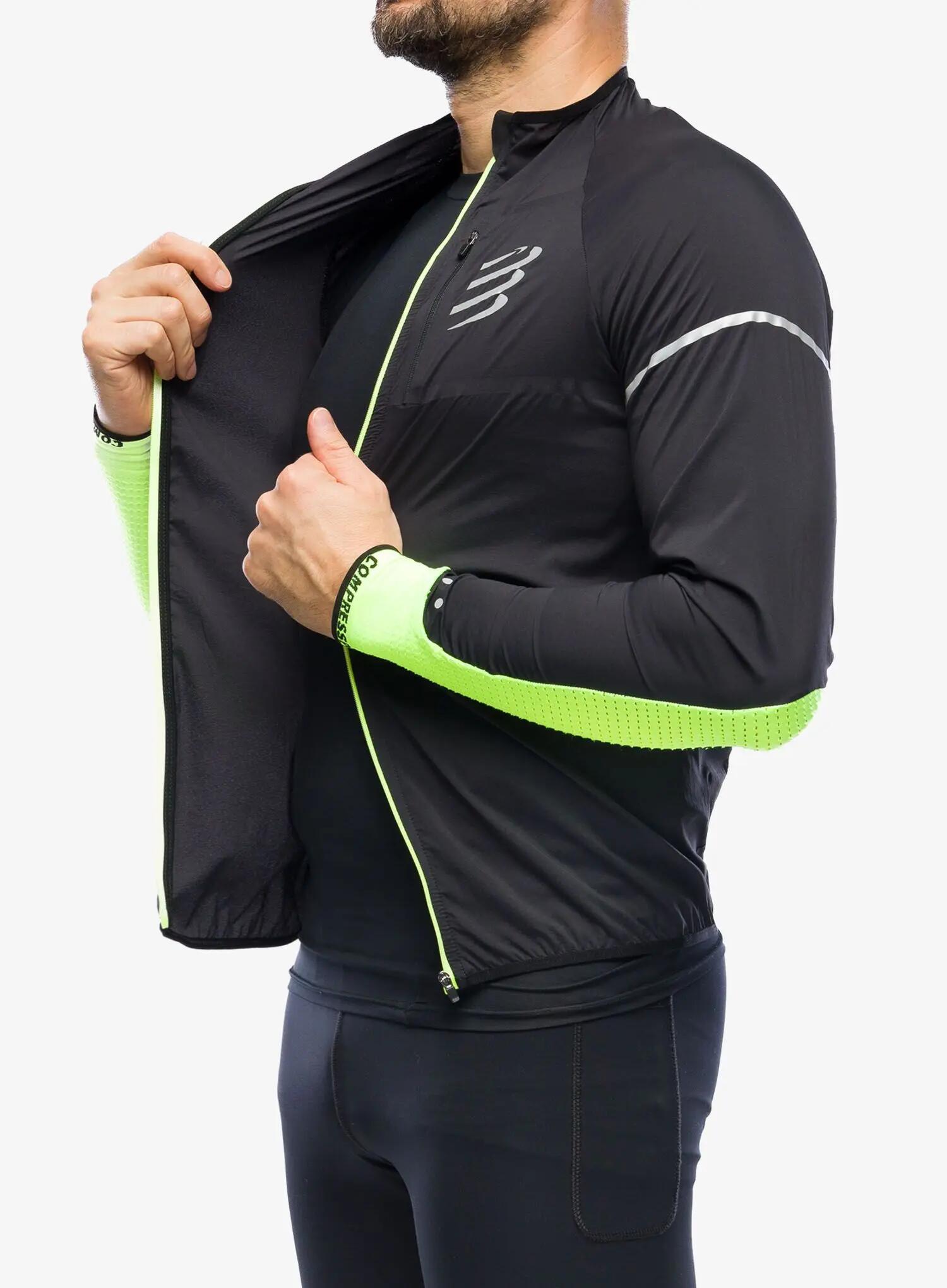 Compressport Uomo Giacca a vento antivento Flash ad alta visibilità 6/7