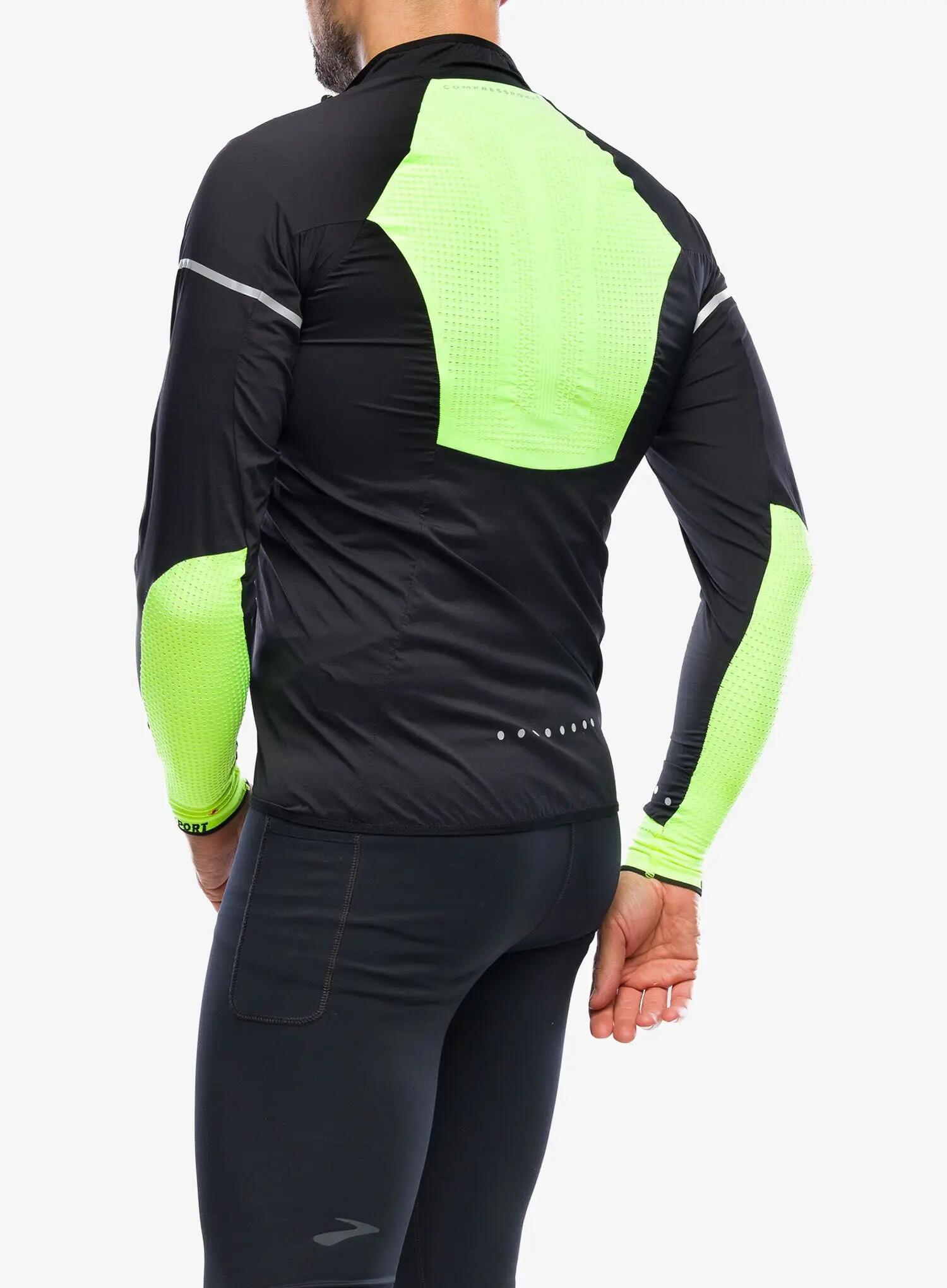 Compressport Uomo Giacca a vento antivento Flash ad alta visibilità 5/7