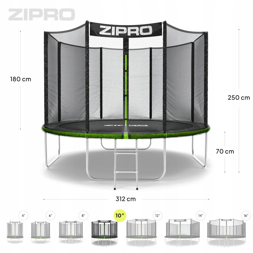 Trampolina ogrodowa Zipro Jump Pro z siatką zewnętrzną 10FT 312cm