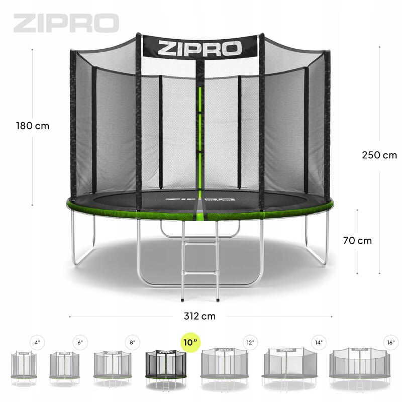 Trambulină de exterior Zipro Jump Pro cu plasă de protecție externă 10FT 312cm