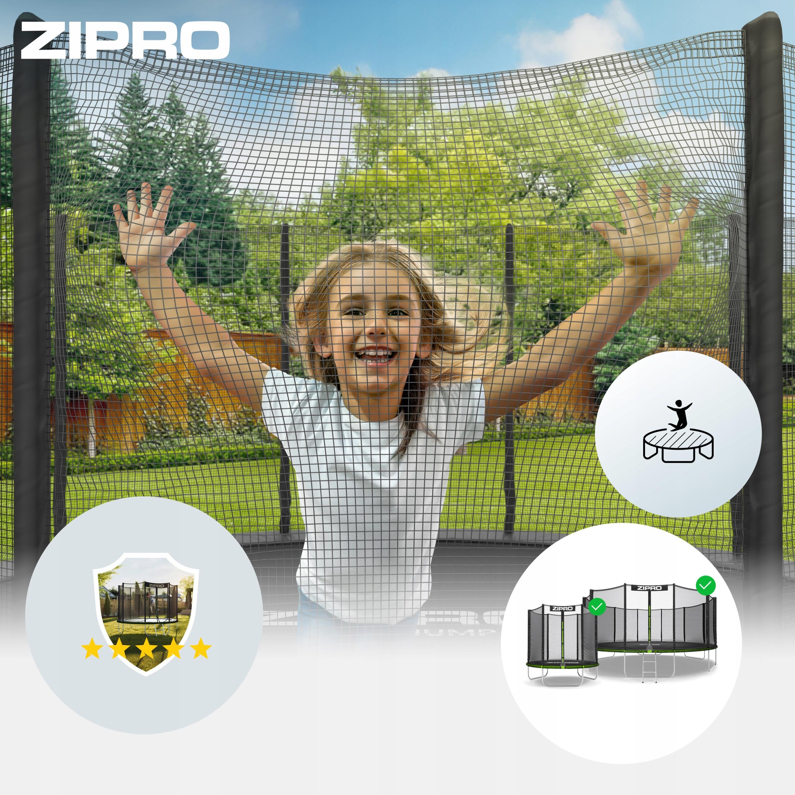 Trampoline rond Jump Pro 12FT 374 cm avec échelle, filet de protection extérieur