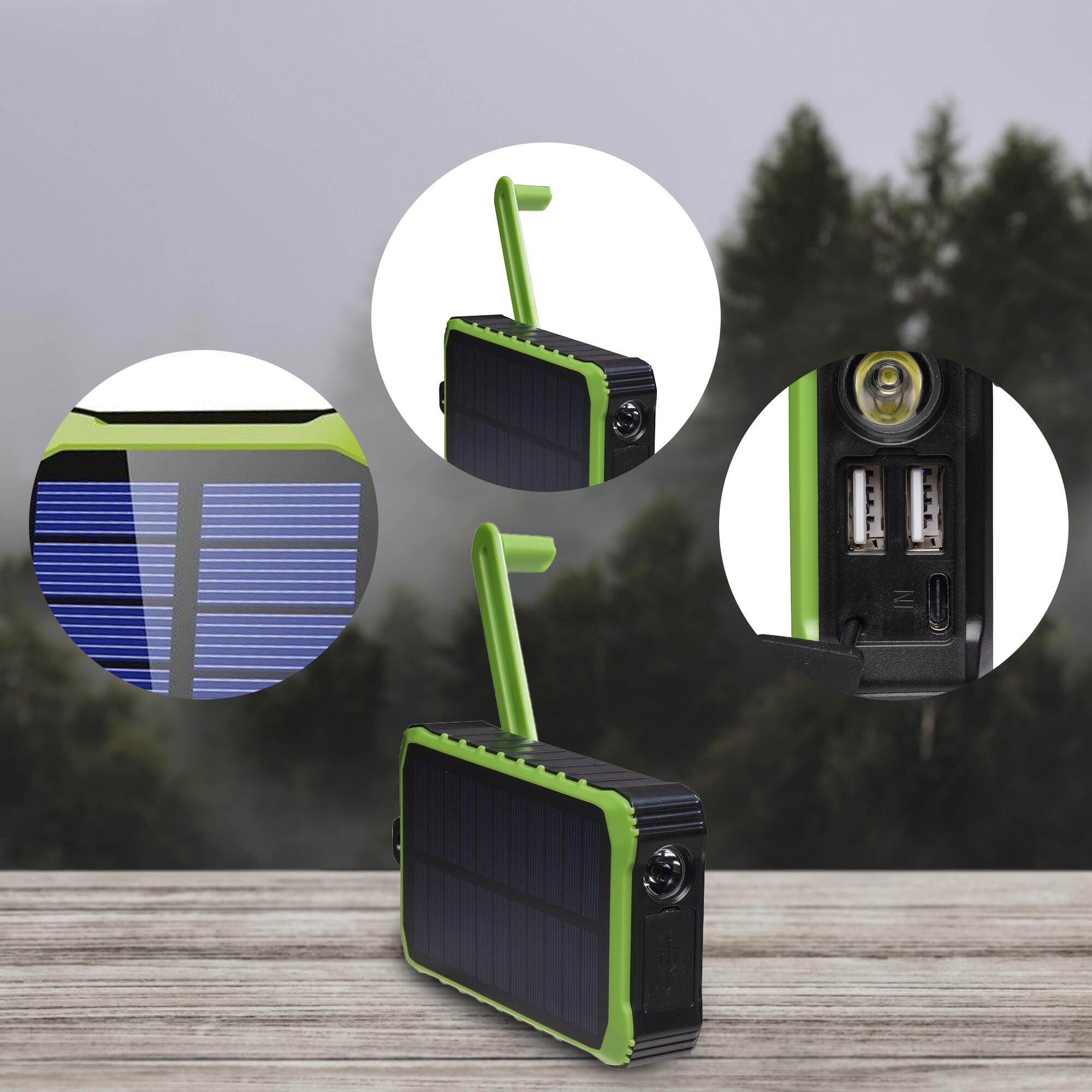 Solar Powerbank 10.000 mAh - Zonneenergie - Incl. Zaklamp - PSO10012 7/7
