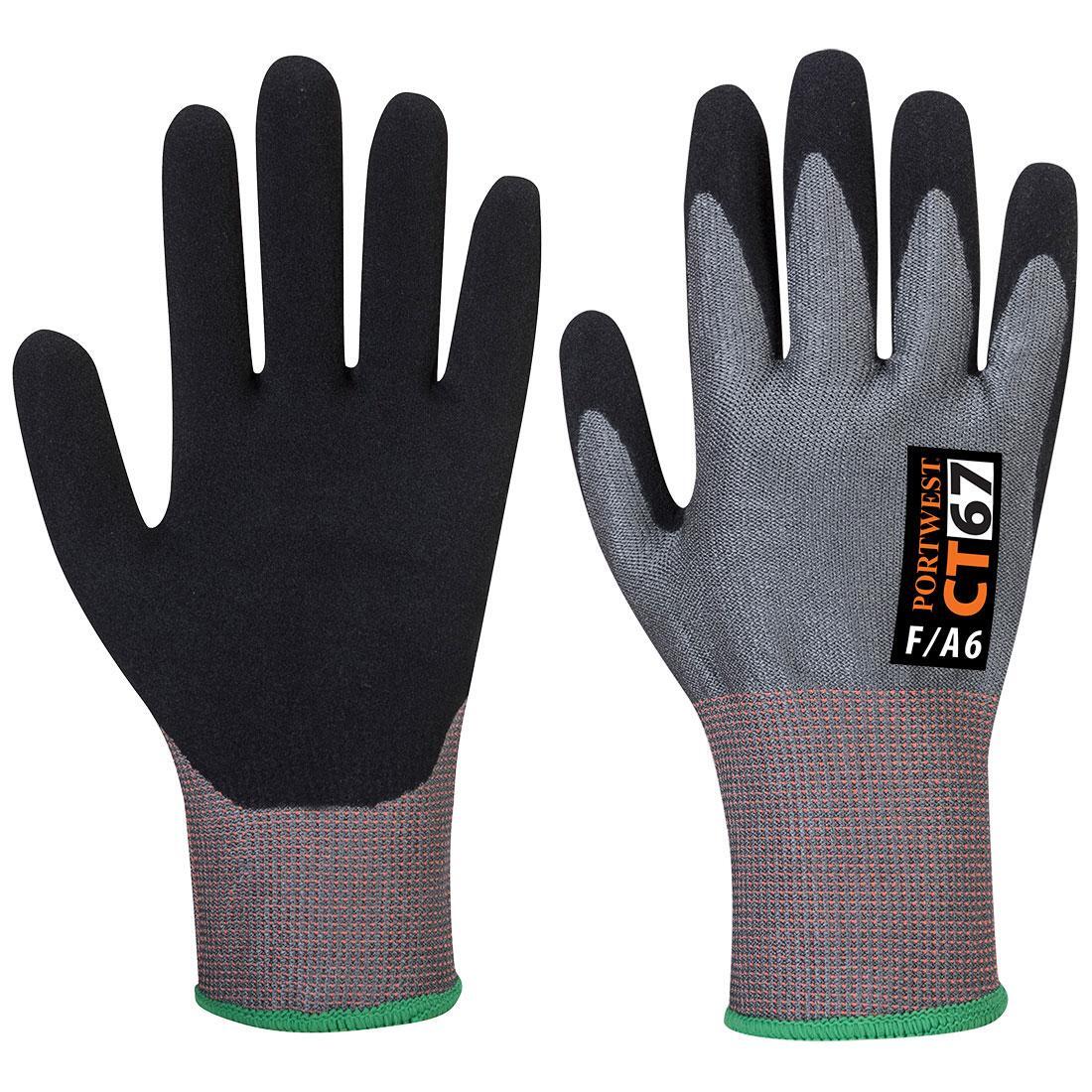 Unisex Adult CT67 F13 Nitrile Cut Resistant Gloves (Grey/Black) 1/2