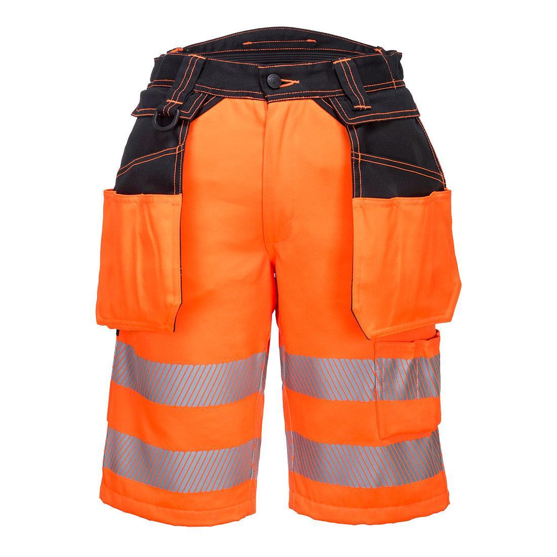 PORTWEST Mens PW3 HiVis Holster Pocket Shorts (Orange/Black)