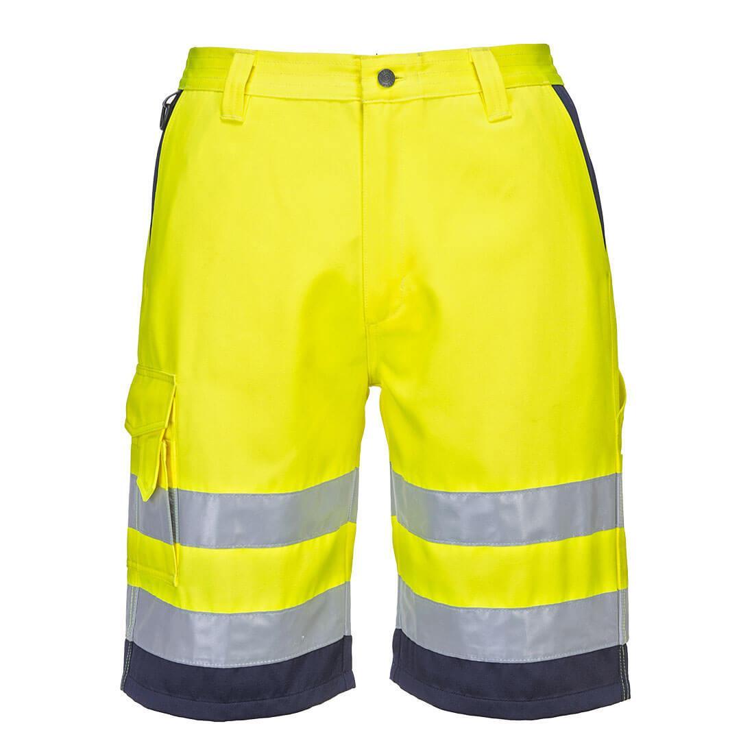 PORTWEST Mens Polycotton HiVis Lightweight Shorts (Yellow/Navy)