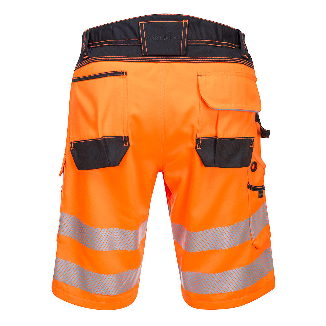 Mens PW3 Contrast Panel HiVis Shorts (Orange/Black) 2/2