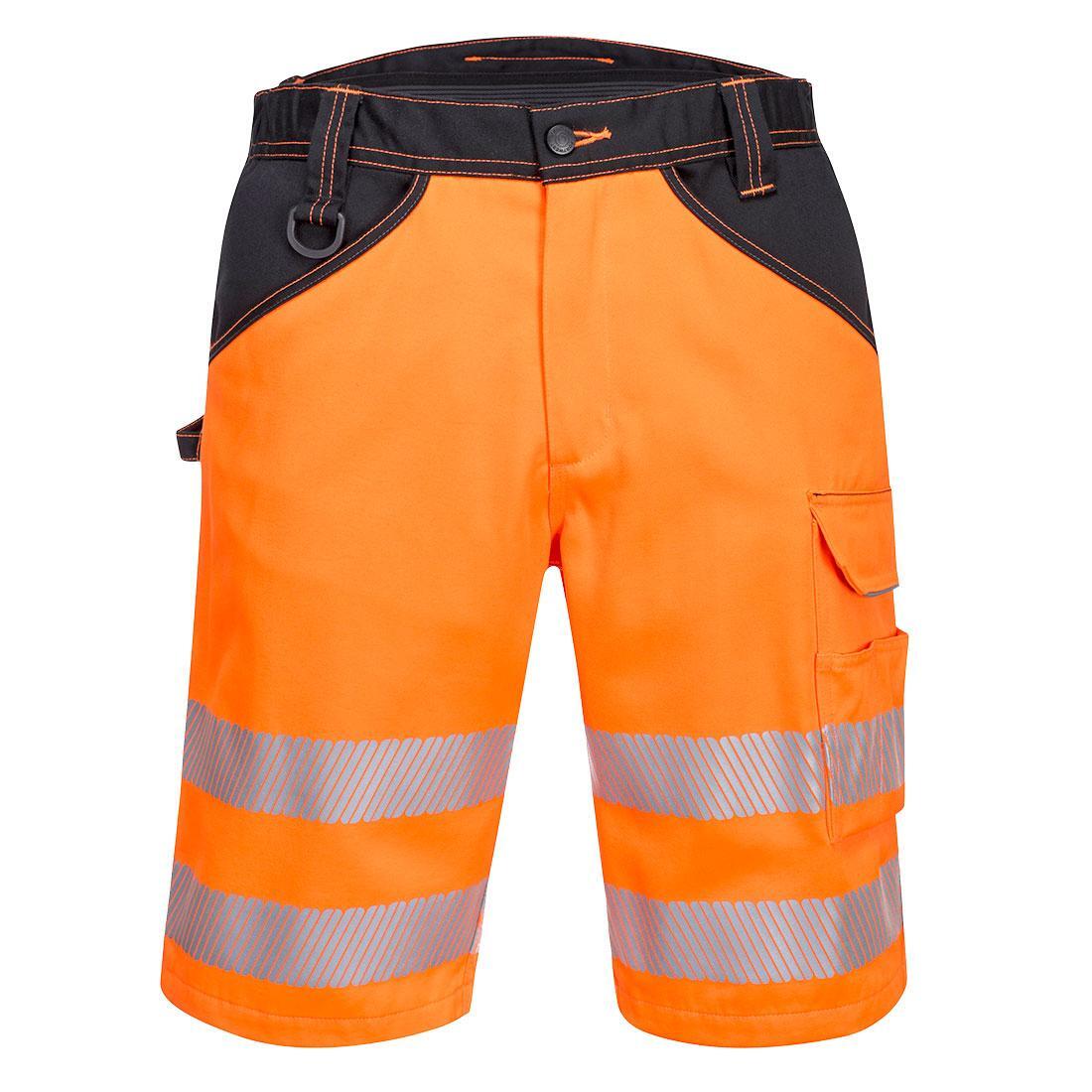 PORTWEST Mens PW3 Contrast Panel HiVis Shorts (Orange/Black)