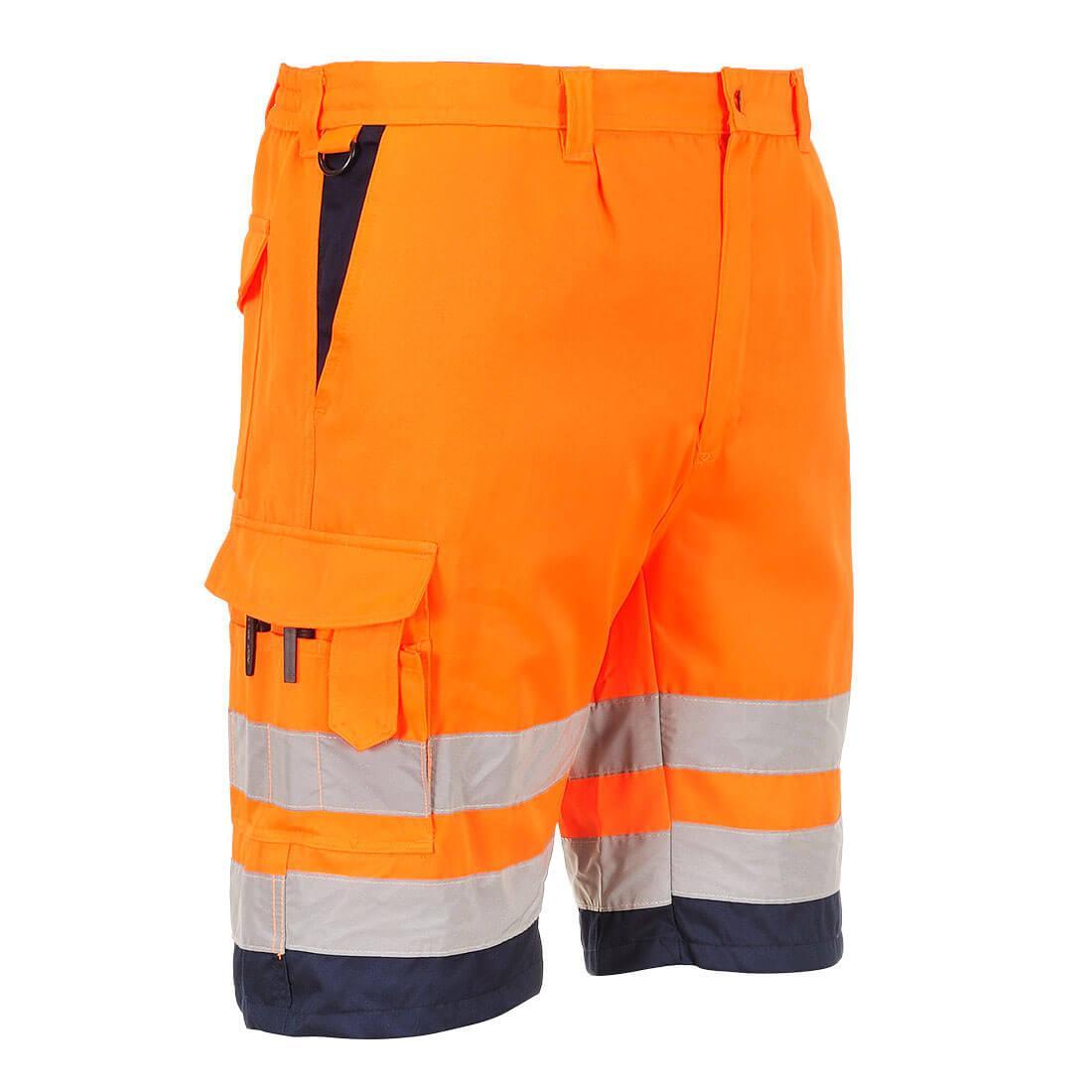 PORTWEST Mens Polycotton HiVis Lightweight Shorts (Orange/Navy)