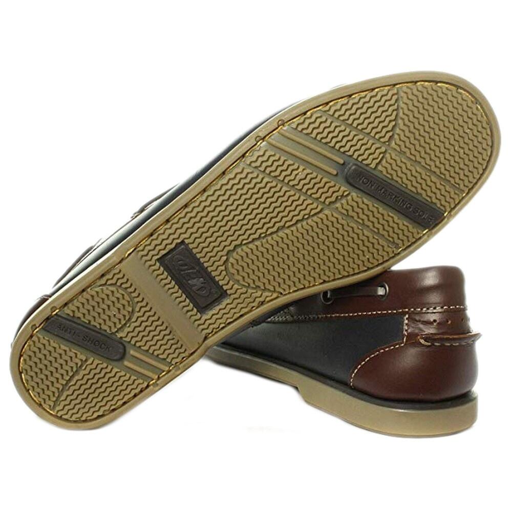 Mokassin Boot Schuhe Herren Marineblau/Braun Leder 4/4