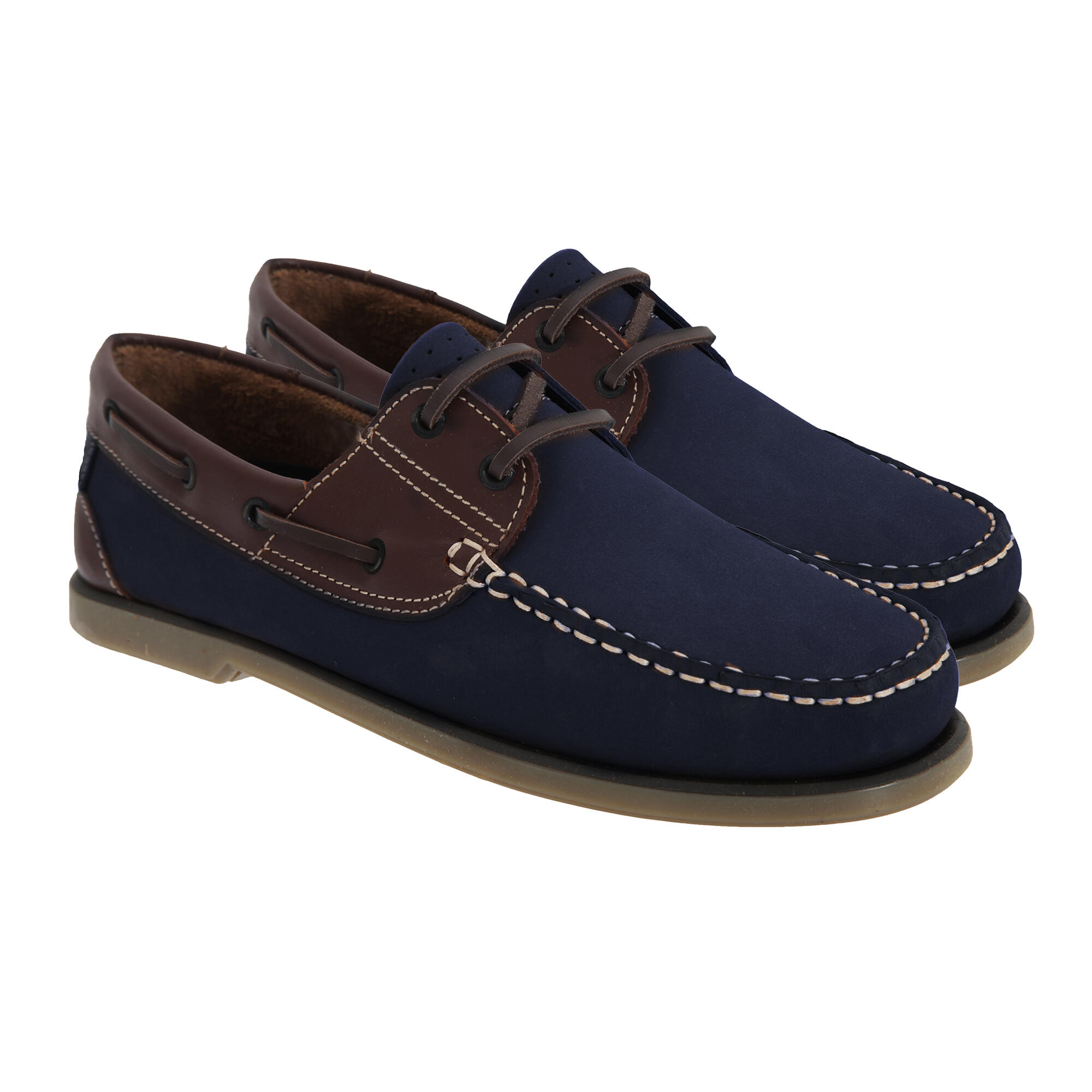 Mokassin Boot Schuhe Herren Marineblau/Braun Nubuck/Leder 2/2