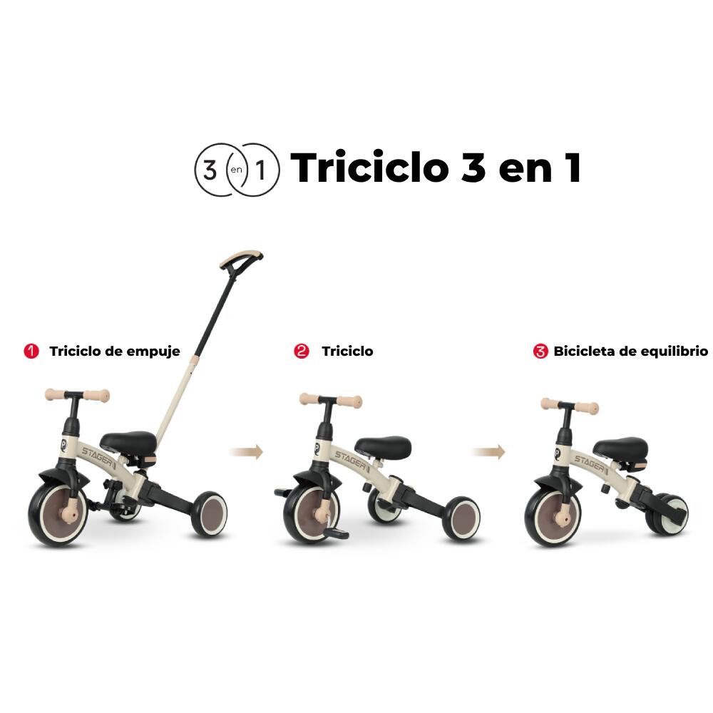 Bicicleta de equilíbrio triciclo Devessport Qplay Trike Stager Evolutionary Bege 2/7