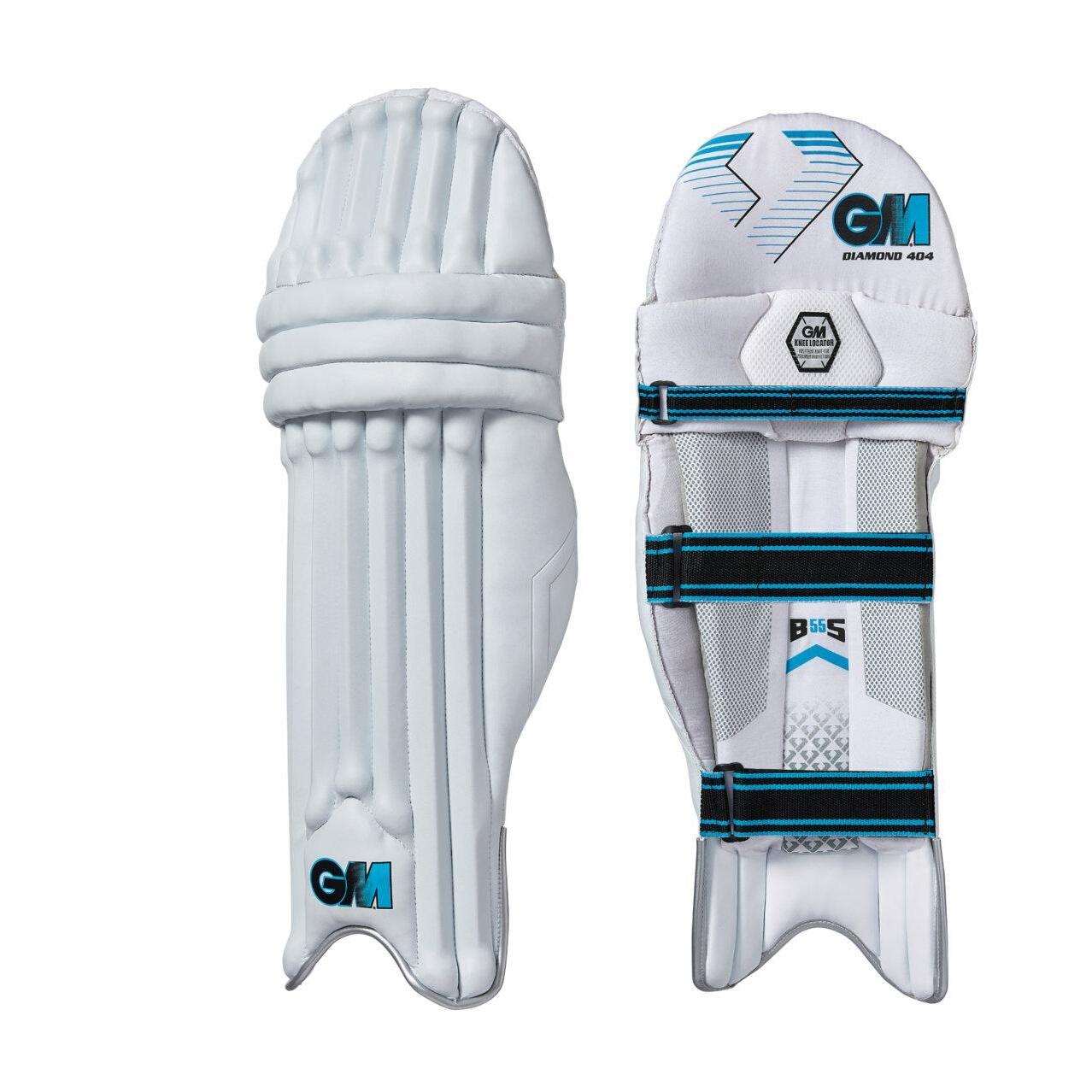 GUNN AND MOORE Mens Diamond 404 2023 Left Hand Cricket Batting Pads (White/Blue)