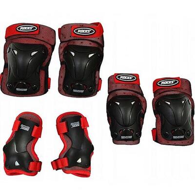 Set geventileerde hockeybeschermers voor kinderen/kinderen (zwart. rood)