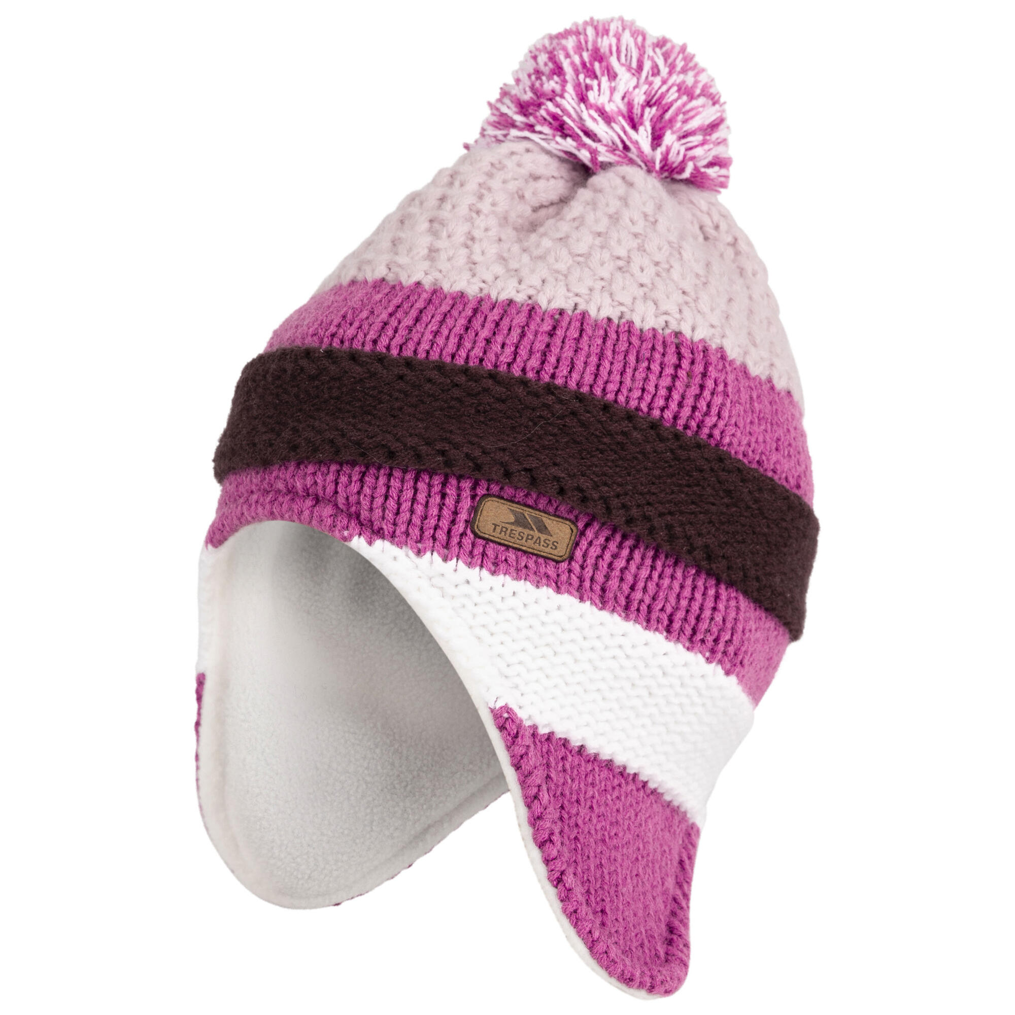 Bonnet À Pompon Et Rabats Sur Oreilles PERRY Enfant (Rose / Blanc) 2/3