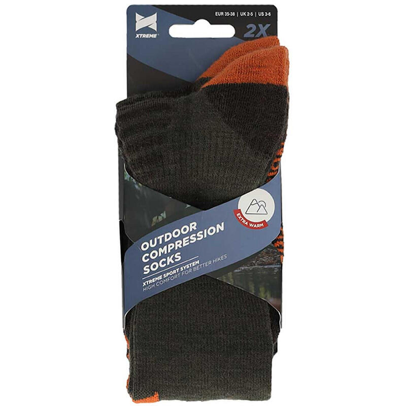 Xtreme Outdoor Sokken Compressie 2-pack Multi Green 4/4