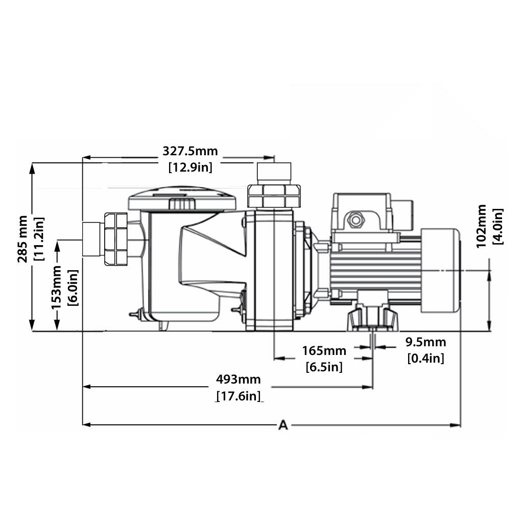 Pompe à filtration 3/4 cv, 12m3/h mono 2/3