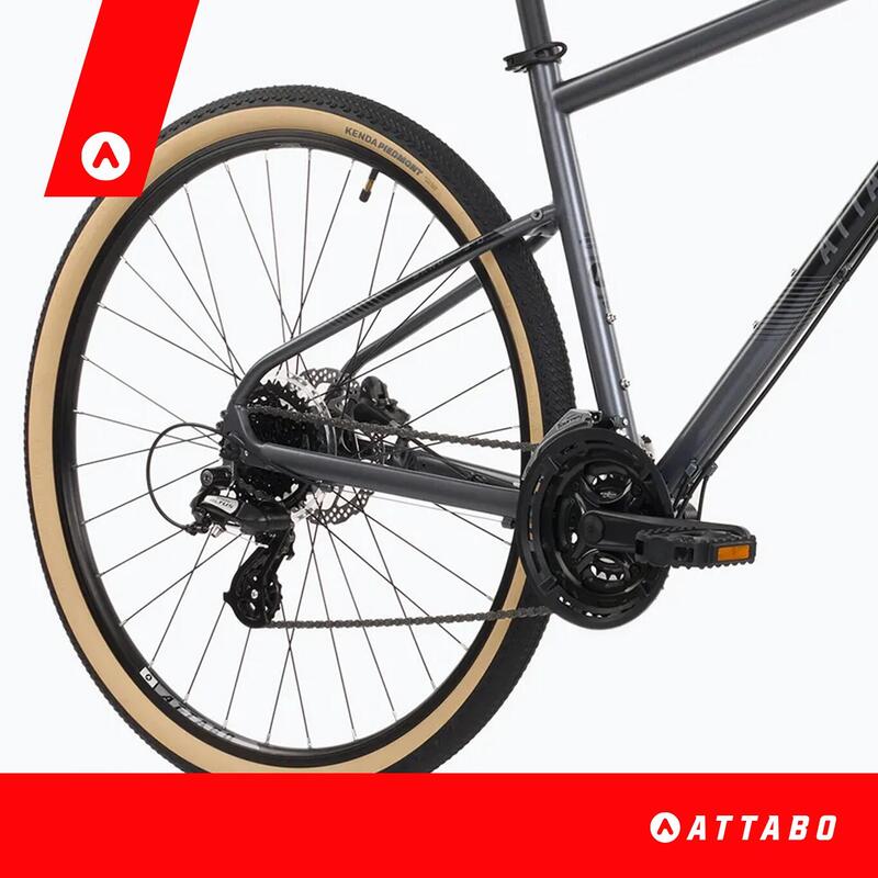 Rower crossowy męski ATTABO SANO 3.0 szary Lekki Amortyzator Shimano