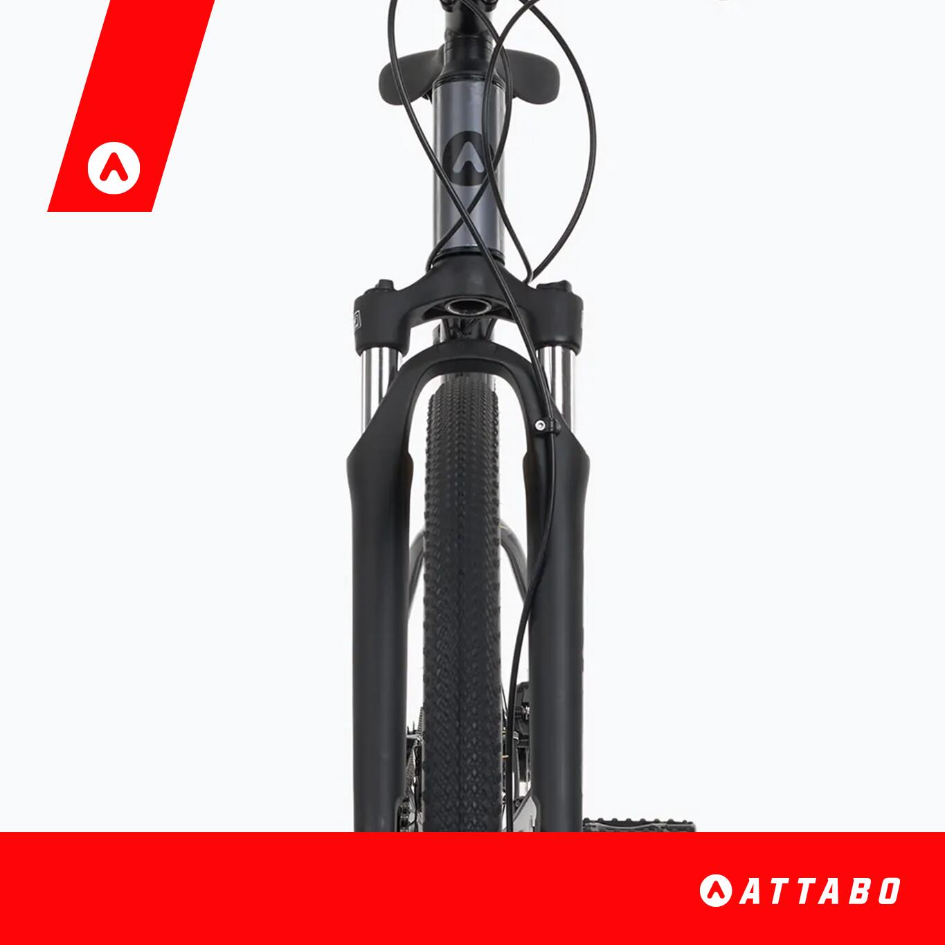 Rower crossowy męski ATTABO SANO 3.0 szary Lekki Amortyzator Shimano 5/7