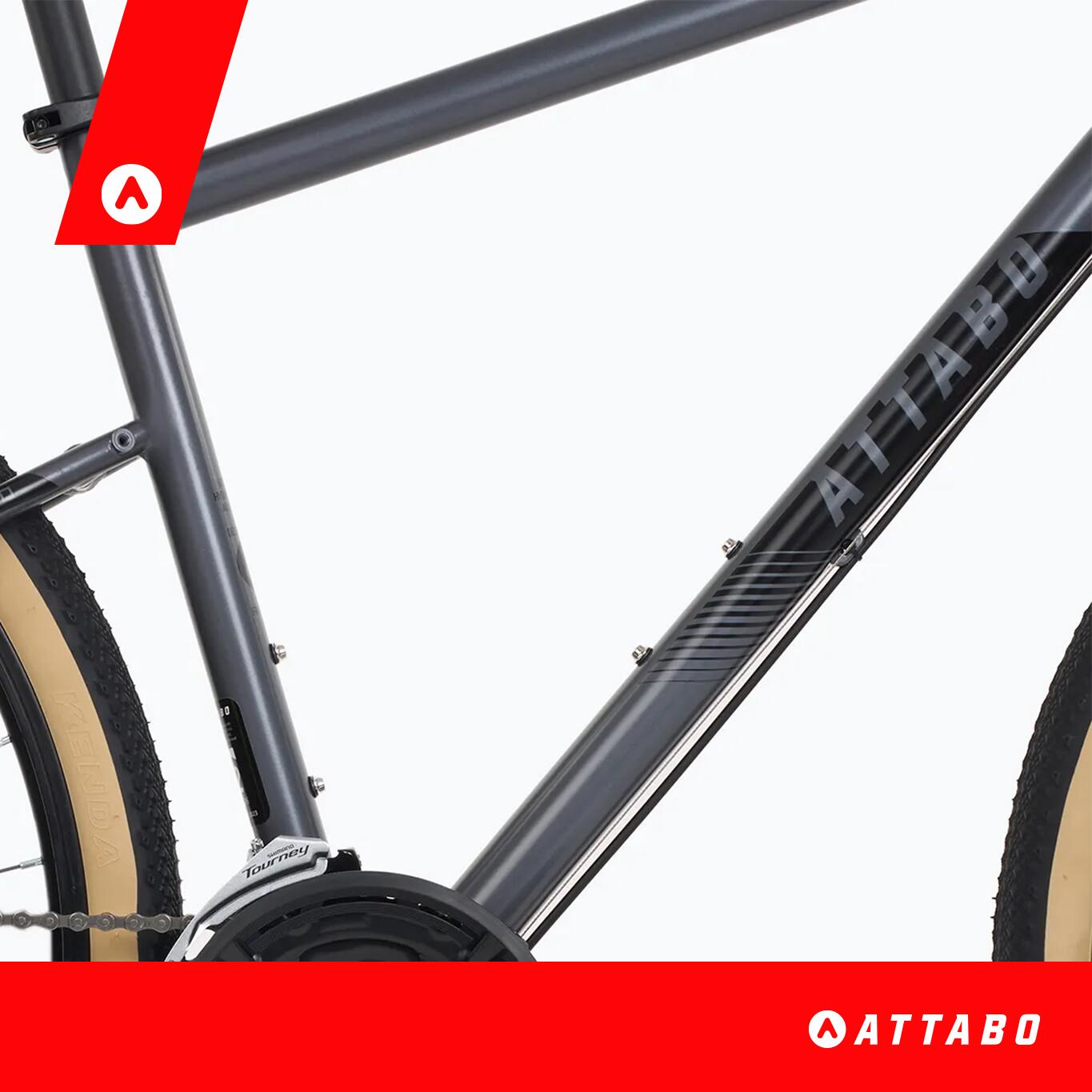 Rower crossowy męski ATTABO SANO 3.0 szary Lekki Amortyzator Shimano 4/7