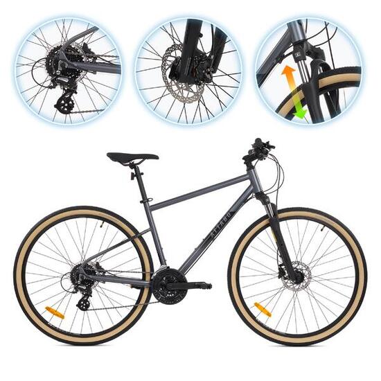 Rower crossowy męski ATTABO SANO 3.0 szary Lekki Amortyzator Shimano