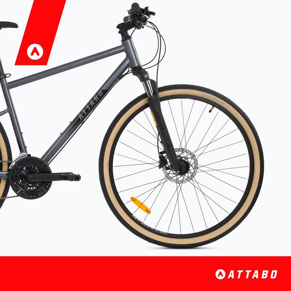 Rower crossowy męski ATTABO SANO 3.0 szary Lekki Amortyzator Shimano