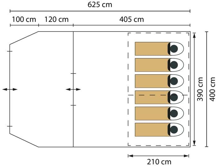 Tente tunnel - Kaupanga 6 Protect - camping - 6 personnes - 1 cabine - Sol cousu 7/7