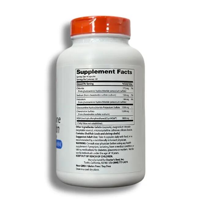 Glukozamina Chondroityna MSM + OptiMSM Doctor's Best 240 kapsułek