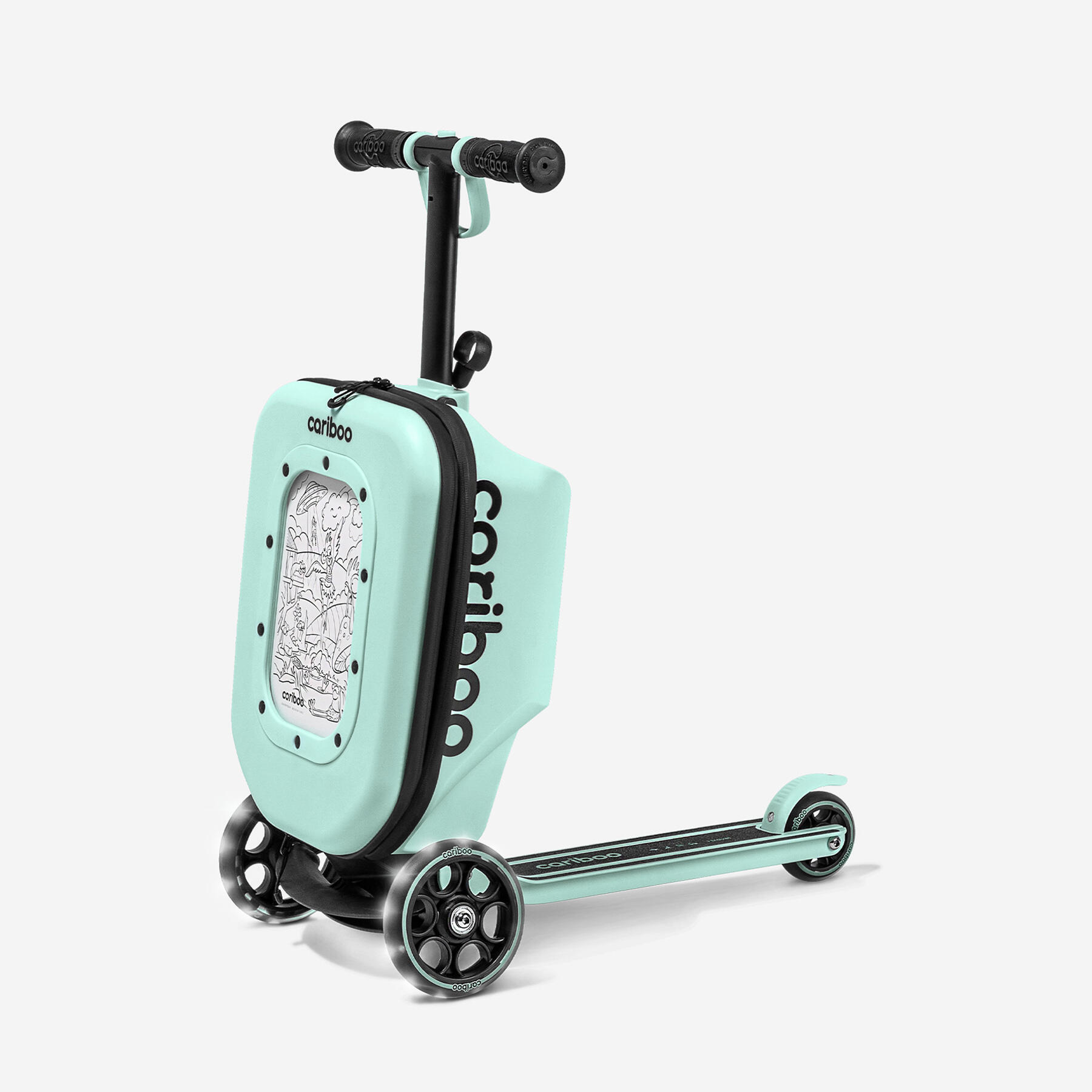 Trotinete de três rodas com mala Cariboo iTravel (menta) -4976 4/8