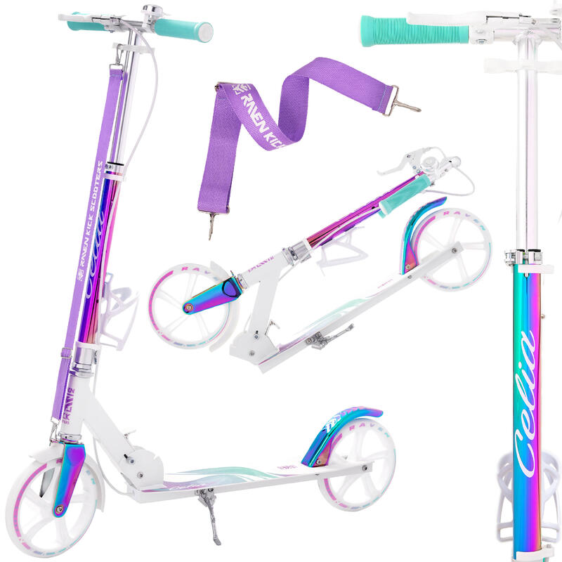 Skládací koloběžka Raven Celia Neo Chrome s ruční brzdou ABEC9 200mm