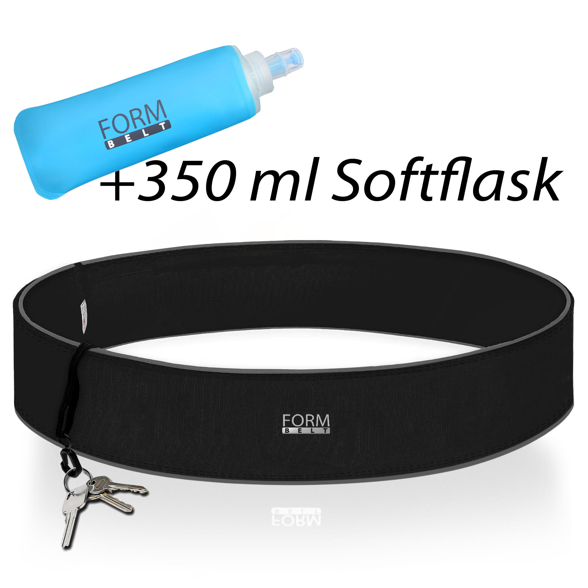 Formbelt Laufgürtel mit 350ml Flasche & Handyfach COMBO – Schwarz 2/7