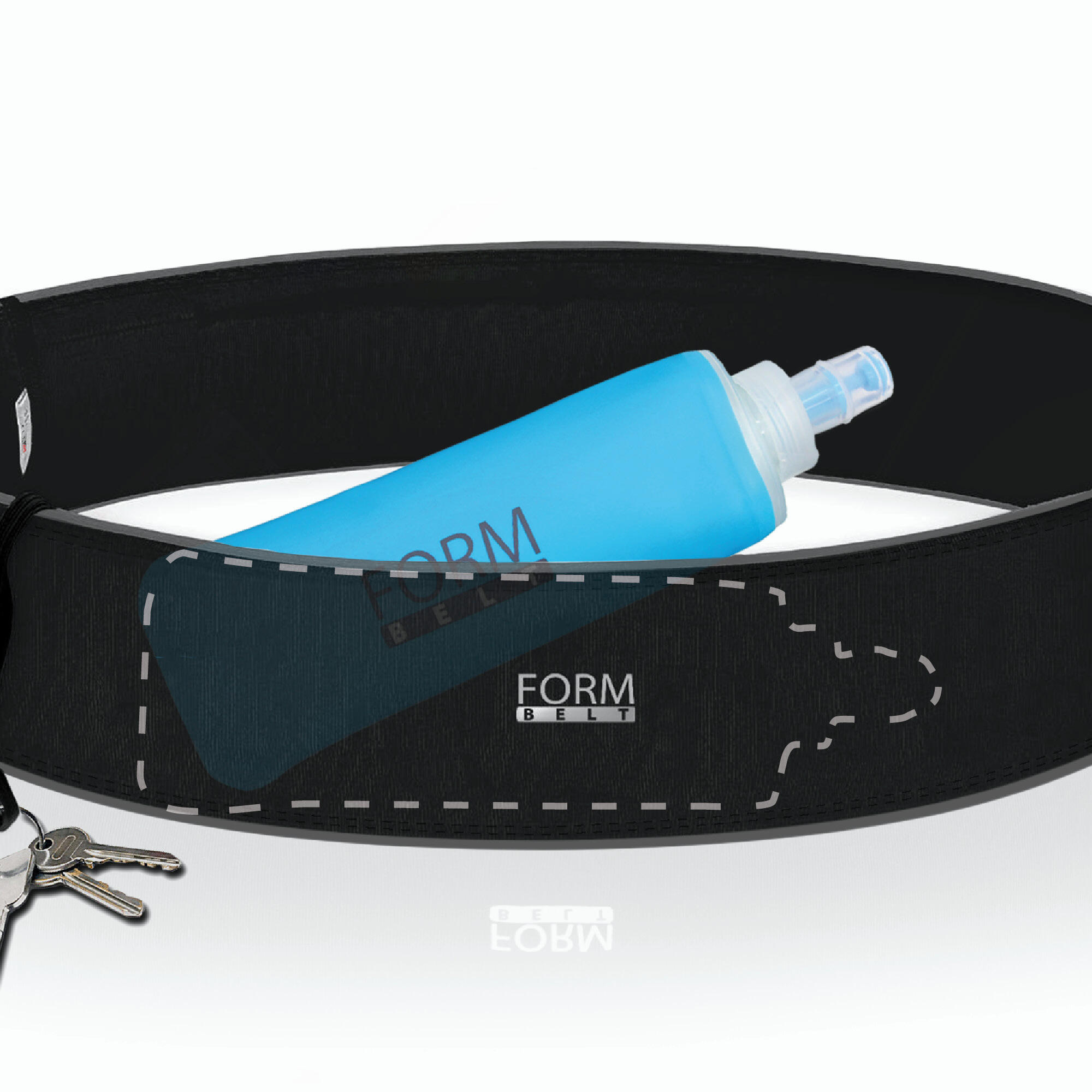 Formbelt Laufgürtel mit 350ml Flasche & Handyfach COMBO – Schwarz 3/7